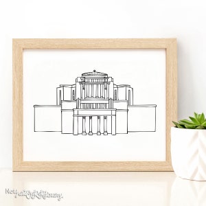 Cardston Alberta Temple - LDS Latter-day Saint, Wall Art Print Artwork Clip Clipart, Hand Drawn, Printable Digital Download, Simple
