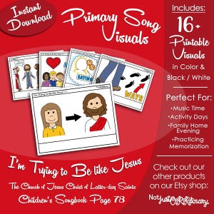 Ich versuche, wie Jesus Song Visuals zu sein, LDS Primäre Singzeit Bilder (druckbarer digitaler Download)