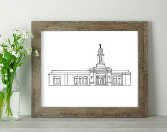 Raleigh North Carolina Temple Line Art Print – LDS Wall Decor (Printable Digital Download)