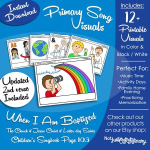When I Am Baptized Song Visuals, LDS Primary Singing Time Pictures (Printable Digital Download)