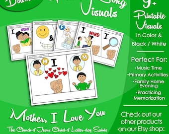 Mother, I Love You Song Visuals, LDS Primary Singing Time Pictures (Printable Digital Download)