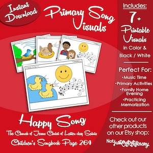 Happy Song Visuals, Latter-day Saint LDS Primary Singing Time, Printable Poster, Music Leader Help, Songbook Graphic Picture Image
