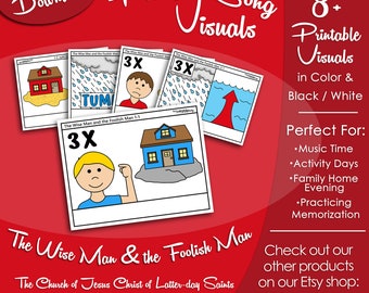 The Wise Man and the Foolish Man Song Visuals, LDS Primary Singing Time Pictures (Printable Digital Download)