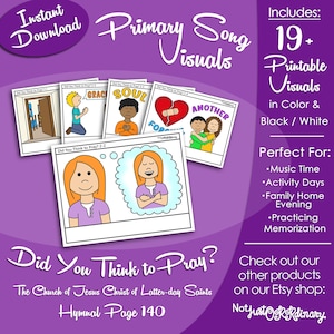 Did You Think to Pray? Song Visuals, Latter-day Saint LDS Primary Singing Time, Printable Poster, Music Leader Help, Songbook Picture Image