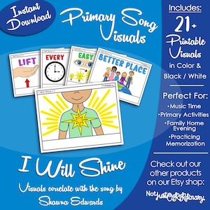 I Will Shine Song Visuals, Shawna Edwards, LDS Primary Singing Time Pictures (afdrukbare digitale download)