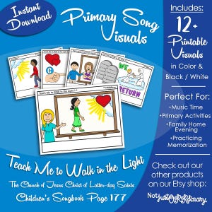 Teach Me to Walk in the Light Song Visuals, LDS Primary Singing Time Pictures (Printable Digital Download)