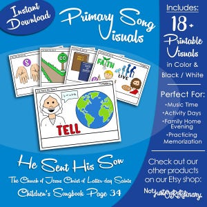 He Sent His Son Song Visuals, LDS Primary Singing Time Pictures (Printable Digital Download)