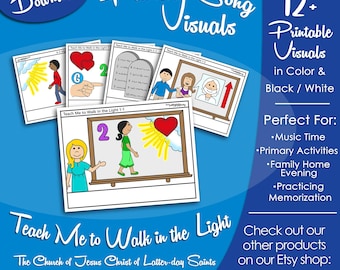 Teach Me to Walk in the Light Song Visuals, Latter-day Saint LDS Primary Singing Time, Printable Poster, Music Help, Songbook Picture Image