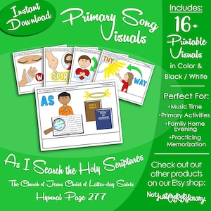 As I Search the Holy Scriptures Song Visuals, LDS Primary Singing Time Pictures (Printable Digital Download)
