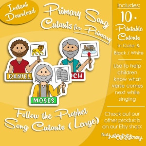 Follow the Prophet Song Cutouts (LARGE) for PRIMARY, Latter-day Saint LDS Singing Time, Printable Visual, Music Help, Songbook Picture Image