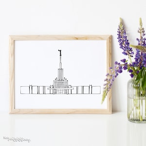Atlanta Georgia Temple - LDS Latter-day Saint, Wall Art Print Artwork Clip Clipart, Hand Drawn, Printable Digital Download, Simple, Modern