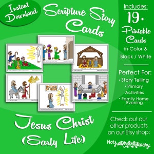 Tarjetas con la historia de Jesucristo (primeros años de vida), actividad para la hora del cuento de la Primaria de los Santos de los Últimos Días, días para imprimir, imagen gráfica, bebé