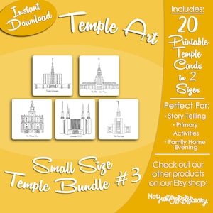 Small Size LDS Temple Bundle #3- LDS Latter-day Saint, Card Art Print Artwork Clip Clipart, Hand Drawn, Printable Digital Download, Simple