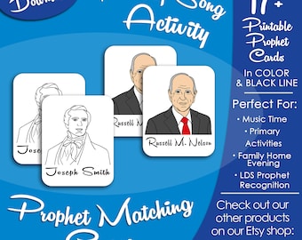 LDS Prophet Matching Game, Latter-day Saint LDS Primary Singing Time Activity, Printable Visual Game, Modern Graphic Picture Image, Memory