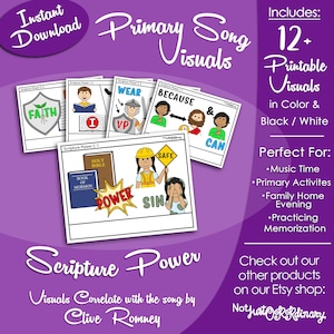 Scripture Power Song Visuals, LDS Primary Singing Time Pictures (Printable Digital Download)