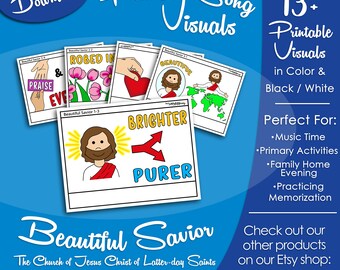 Beautiful Savior Song Visuals, Latter-day Saint LDS Primary Singing Time, Printable Poster, Music Leader, Songbook Graphic, Picture Image