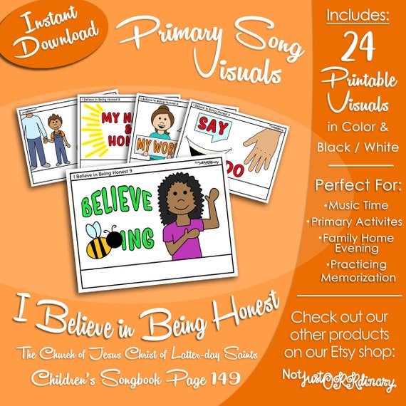 I Believe in Being Honest Song Latter-day Saint LDS Primary - Etsy