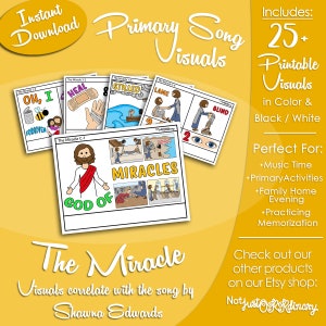 The Miracle Song Visuals, Shawna Edwards, Latter-day Saint LDS Primary Singing Time, Printable Poster, Music Leader Help, Picture Image