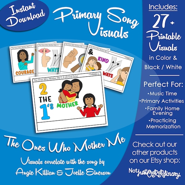 The Ones Who Mother Me Song Visuals, Angie Killian, Latter-day Saint LDS Primary Singing Time Printable, Music Leader, Graphic Picture Image