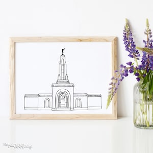 Redlands California Temple - LDS Latter-day Saint, Wall Art Print Artwork Clip Clipart, Hand Drawn, Printable Digital Download, Simple