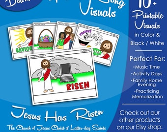Jesus Has Risen Song Visuals, Latter-day Saint LDS Primary Singing Time, Printable Poster, Music Leader Help, Songbook Graphic Picture Image