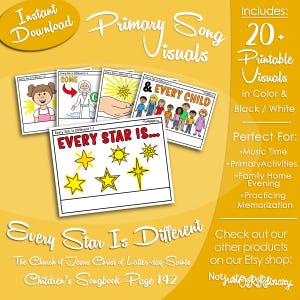 Every Star Is Different Song Visuals, LDS Primary Singing Time Pictures (Printable Digital Download)