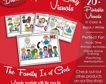 Images de la chanson La famille est de Dieu, images de l'heure du chant primaire LDS (téléchargement numérique imprimable)