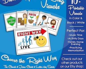 Choose the Right Way Song Visuals, Latter-day Saint LDS Primary Singing Time, Printable Poster, Music Leader Help, Songbook Graphic Picture