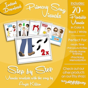 Step by Step Song Visuals, Angie Killian, Latter-day Saint LDS Primary Singing Time, Printable Poster, Music Leader, Graphic Picture Image