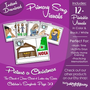 Picture a Christmas Song Visuals, Latter-day Saint LDS Primary Singing Time, Printable Poster, Music Leader Help, Songbook Graphic Picture