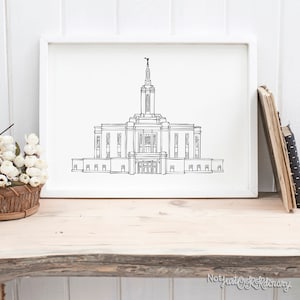 Pocatello Idaho Temple - LDS Latter-day Saint, Wall Art Print Artwork Clip Clipart, Hand Drawn, Printable Digital Download, Simple, Modern