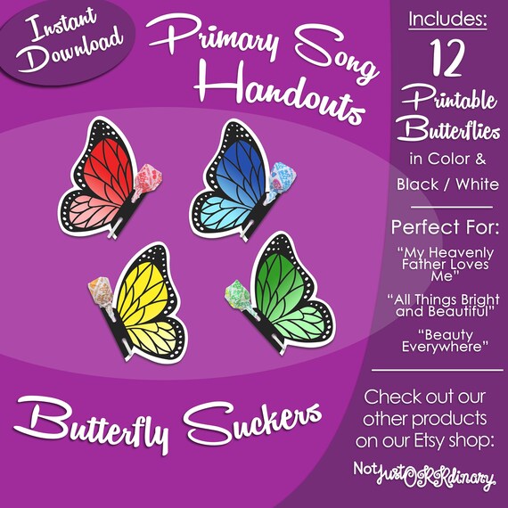 Butterfly Sucker Handouts Latter-day Saint LDS Primary - Etsy