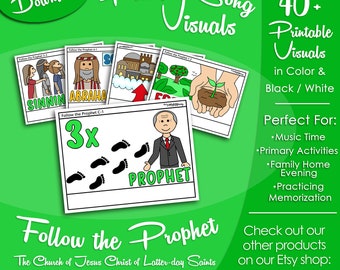 Follow the Prophet Song Visuals, Latter-day Saint LDS Primary Singing Time, Printable Visual Poster, Music Leader, Songbook Graphic Image