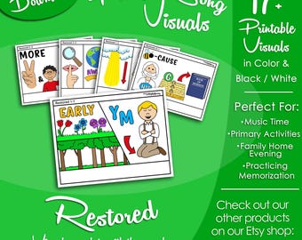 Restored Song Visuals, Shawna Edwards, Latter-day Saint LDS Primary Singing Time, Printable Poster, Music Leader Help, Graphic Picture Image