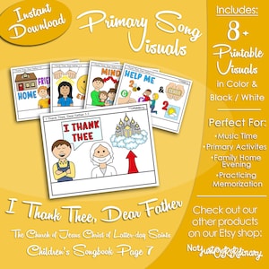 I Thank Thee, Dear Father Song Visuals, Latter-day Saint LDS Primary Singing Time, Printable Poster, Music Help, Songbook Picture Image