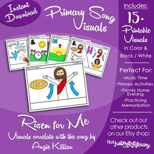 Risen for Me Song Visuals, Angie Killian, Latter-day Saint LDS Primary Singing Time, Printable Poster, Music Leader Help, Picture Image