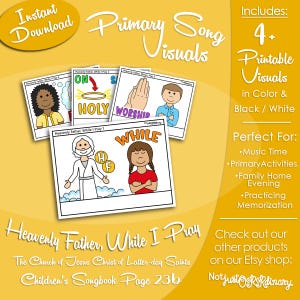 Heavenly Father, While I Pray Song Visuals, Latter-day Saint LDS Primary Singing Time, Printable, Music Leader Help, Songbook Picture Image