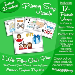 I Will Follow God's Plan Song Visuals, Latter-day Saint LDS Primary Singing Time, Printable Poster, Music Leader Help, Songbook Picture