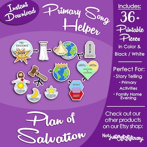 Plan of Salvation Story Pieces, Great Plan of Happiness, Latter-day Saint LDS Primary Story Time, Printable Visual, Picture Image, Gods Plan