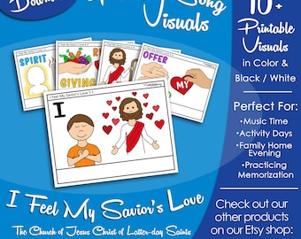 I Feel My Savior&#39;s Love Song Visuals, Latter-day Saint LDS Primary Singing Time, Printable Visual Poster, Music, Songbook Picture Image