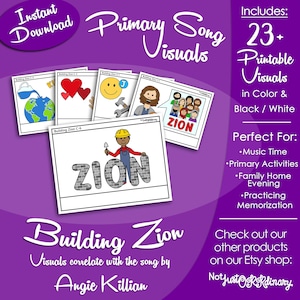 Building Zion Song Visuals, Angie Killian, Latter-day Saint LDS Primary Singing Time, Printable Graphics Poster, Music Leader, Picture Image