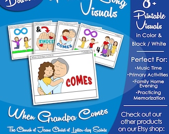 When Grandpa Comes Song Visuals, LDS Primary Singing Time Pictures (Printable Digital Download)