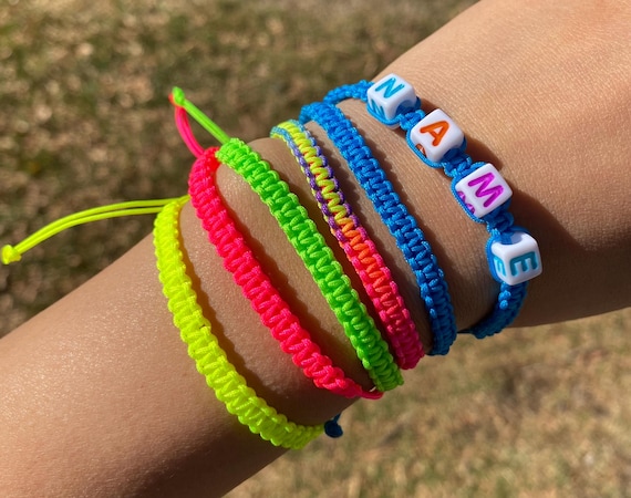 One/Single Custom Text Letter Neon Friendship Plur Macrame Bracelets