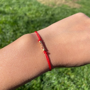 Dainty Gold & Red or Black Dark Bown String Bracelet