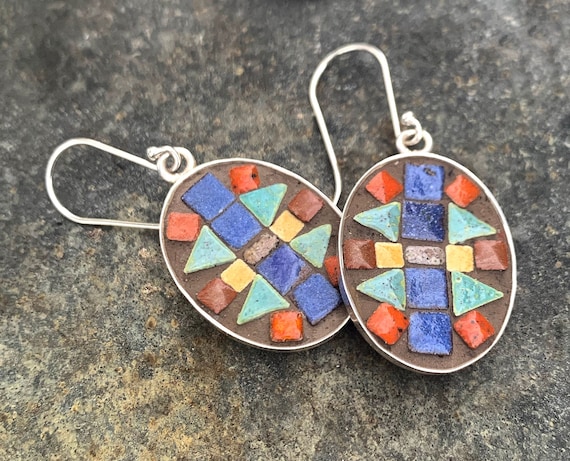 スターリングシルバーオレンジ三角形フックイヤリング 925スターリングシルバーフープイヤリング：三角形のプロファイル