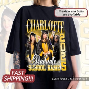 Custom Family Graduation 2025 Shirt, Custom Photo Graduate Shirt, Senior Class of 2025 Shirt, Bootleg Rap Tee, Custom 90S Bootleg Shirt Gift