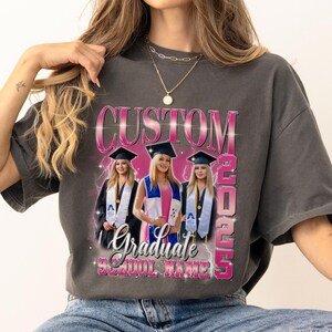 Graduation Party Bootleg Rap Tee, Custom Photo Graduate Shirt, Family Graduation 2025 Shirt, Senior Class of 2025 Gifts, Proud Family Shirt