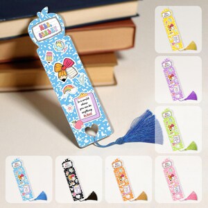 Personalized Acrylic Bookmark with Name – Composition Notebook Style, Teacher Gift, Back to School Bookmark with Tassel, First Day of School