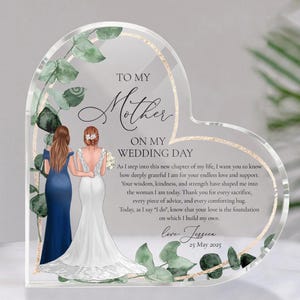 Personalized Mother of the Bride Acrylic Plaque: Custom Dress Silhouette