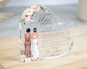 Personalisierte Mutter der Braut Geschenk von Tochter, Sentimentale Geschenke für Mutter zur Hochzeit, Mutter Benutzerdefinierte Blumen Kleid Acrylplakette